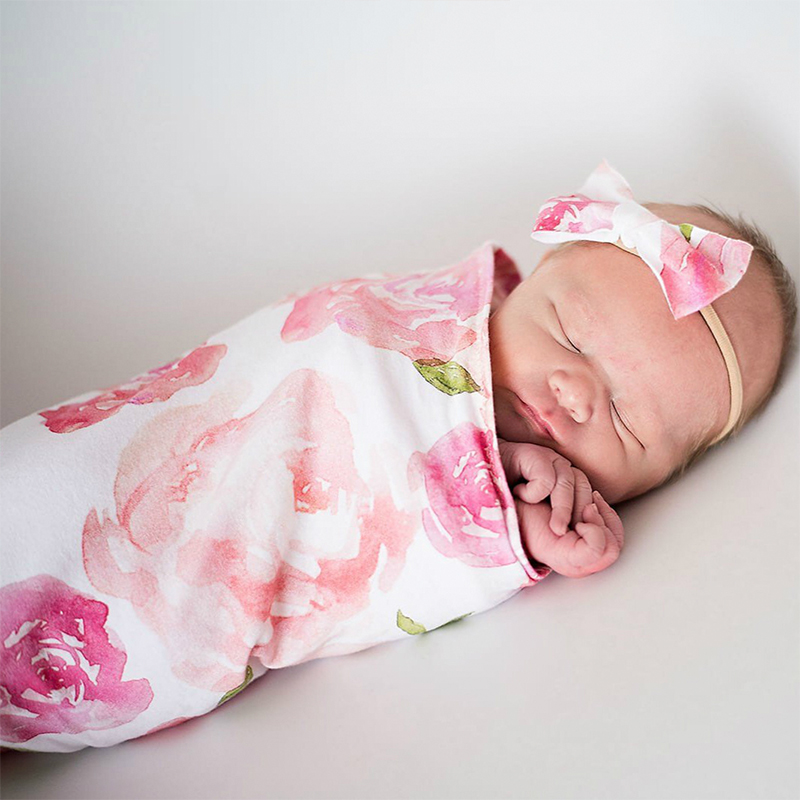 Elegant Floral Print Sleeping Bag and Headband