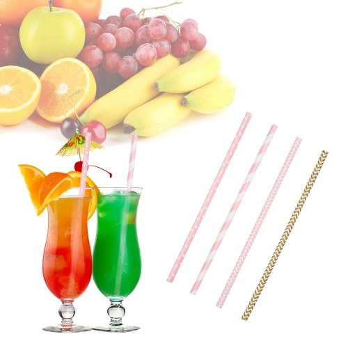 100pcs/set Drinking Paper Straws Decoration Supplies Disposable Eco-friendly Straight Straw