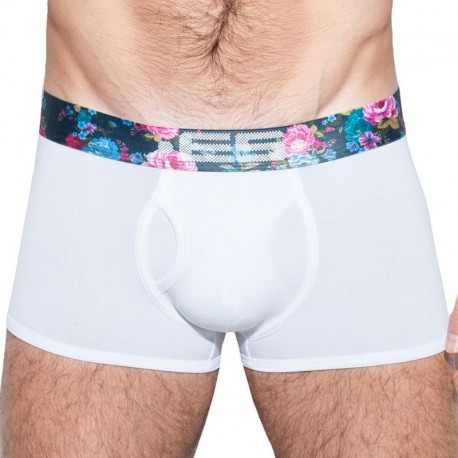 ES Collection Flowery Waistband Boxer - White S