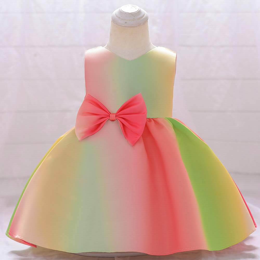 Gradient Change Sleeveless Bowknot Princess Baby Dress