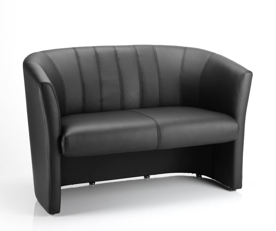 Neo Twin Seat Leather Tub Chair in Black or White finish