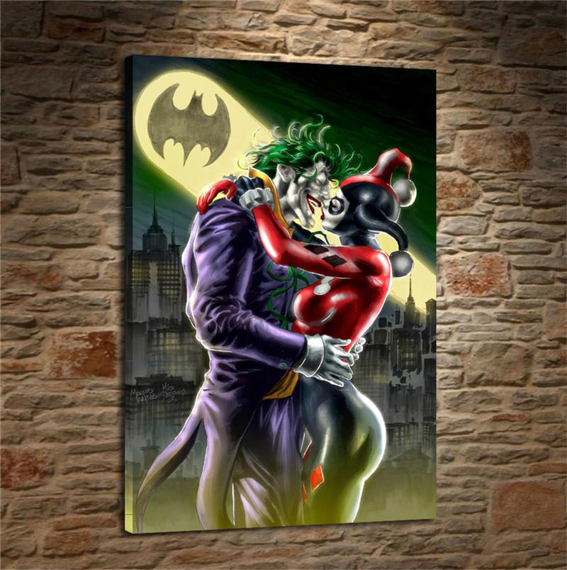 Harley Quinn and Joker Kissing,HD Canvas Printing New Home Decoration Art Painting/(Unframed/Framed)