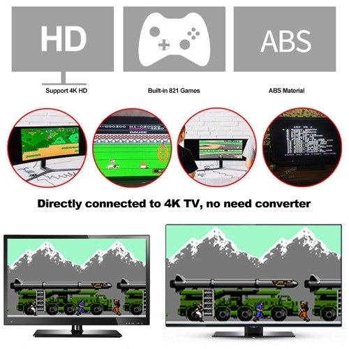 SN-02 Classic Family Game Console Mini HD TV Video Game Console Dual Gamepad Built-in 821 Classic Games for SNES Games