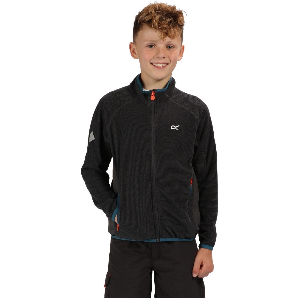 Regatta Boys & Girls Pira Micro Fleece Zip Pocket Stretch Jacket 5-6 Years - Chest 59-61cm (Height 110-116cm)
