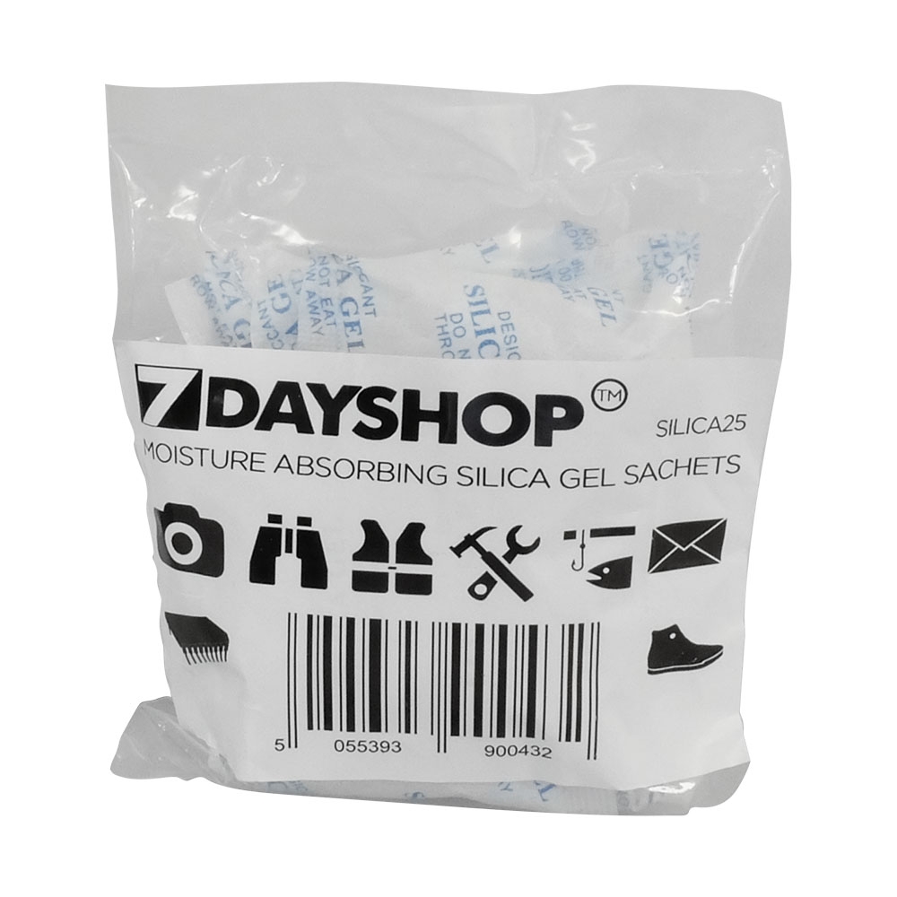 7dayshop Silica Gel Moisture Absorbing Dehumidifier Sachets, Packs, Bags: 25g Bag - 10 Pack