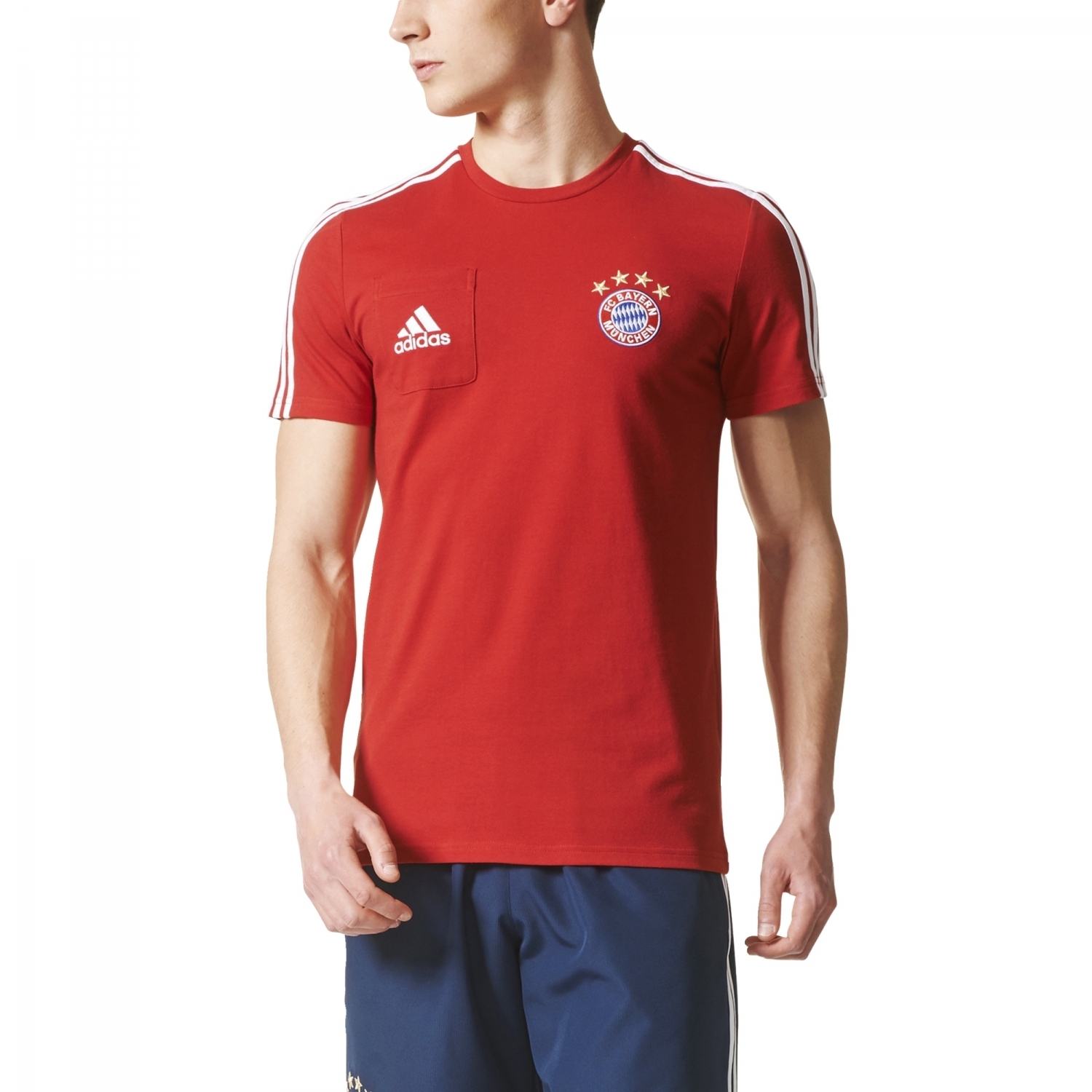 adidas FC Bayern München 3S Tee Herren T-Shirt rot weiß