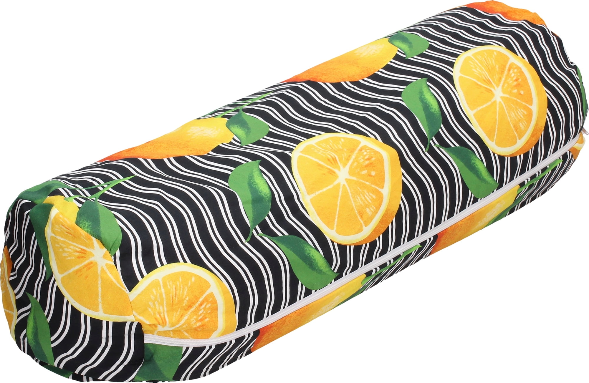 FRIUBASCA Spelt Yoga Bolster with Aromatic Herbs - Waves with orange print