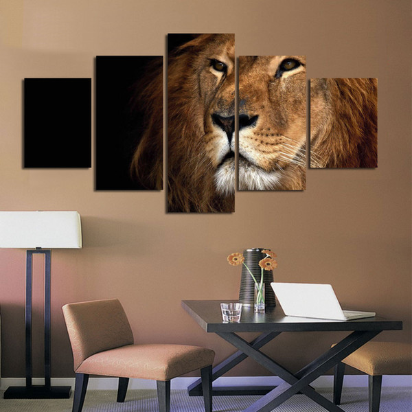 5 piece no frame lion canvas painting animal poster landscape cuadros decoration home decor wall art canvas picture for living room