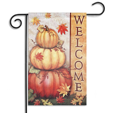 30x45cm Halloween Polyester Pumpkin Leaves Welcome Flag Garden Holiday Decoration