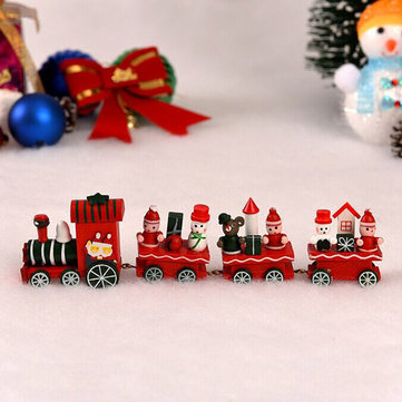 1 Set Wooden Christmas Train Railway Wood Locomotive Christmas Xmas Decoration
