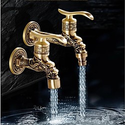 Wall Mount Antique Brass Faucet, Garden Outdoor Decorative Hose 1/2 inch Connection Spigot Carving Desigh with Cold Water Only Lightinthebox