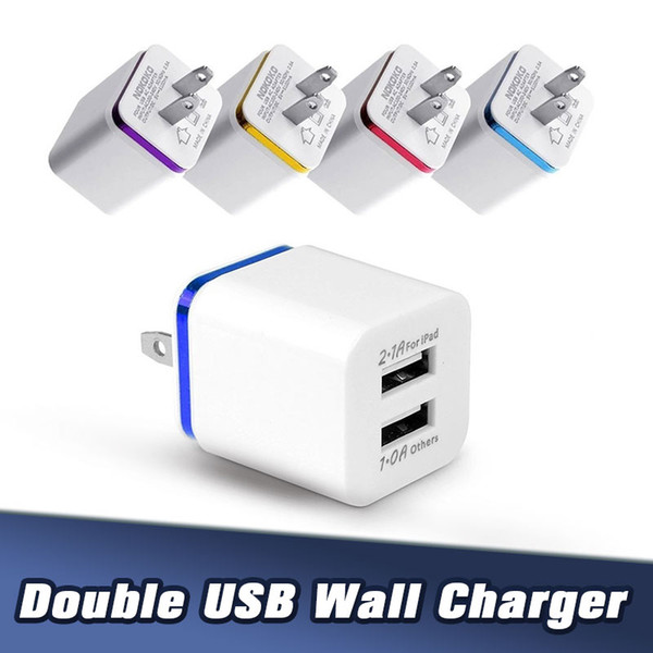2.1A Dual Port USB Cube Power Adapter EU US Plug USB Wall Charger for Iphone Android Phones