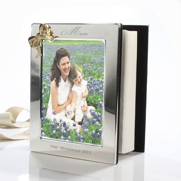 Mother's Day Engraved Photo Album With Gold Coloured Bow