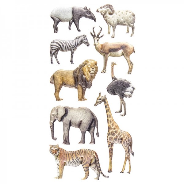 Relief-Sticker, Exotische Tiere, 17,5cm x 9cm
