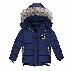 hooded thick coat children winter jacket coat boy jacket warm hooded kids clothes (navy,100/2years)