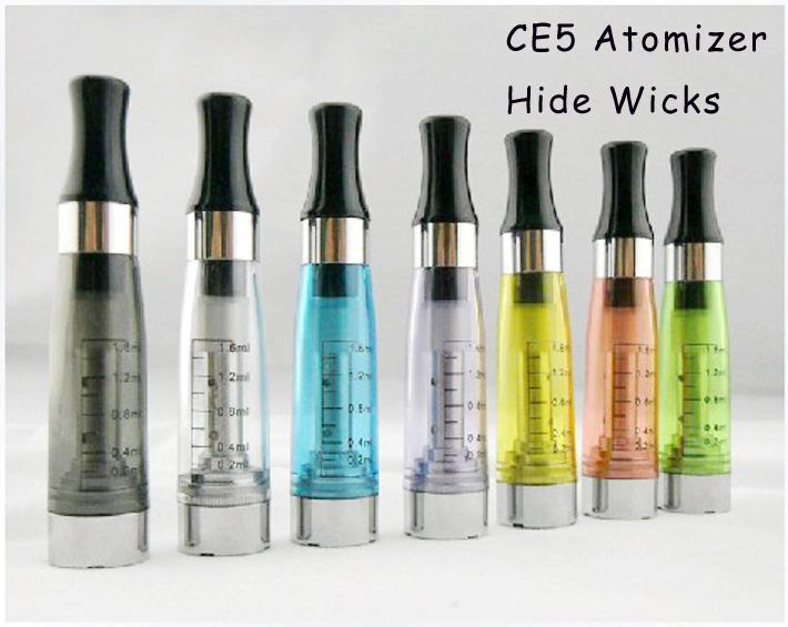 CE5 Atomizer Hide Wicks Clearomizer Cartomizer ce5 no wicks 1.6ml Atomizer E Cigarette Electronic Cigarette for EGO ego ego-t ego-w