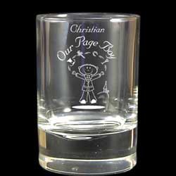 Pageboy's Etched Character Juice Glass