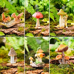 Decorative Objects Resin Modern Contemporary Gray Little Mushroom/mushroom Rabbit/red Mushroom/two Squirrels/three Mushrooms/frog Mushroom Lightinthebox