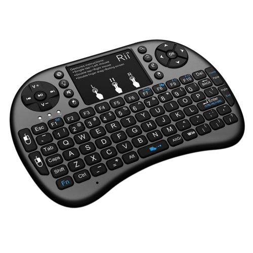 Rii i8+ 2.4G Mini Wireless Keyboard with Backlit Multi-touch US Layout Handheld for Andriod TV Box HTPC PC Pad (RT-MWK08+)