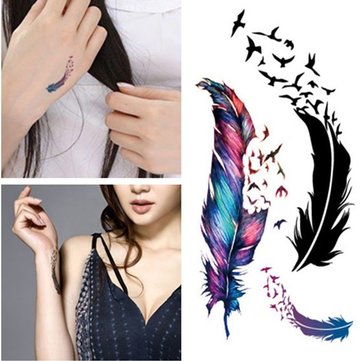 DIY Hollow Feather Tattoo Stickers