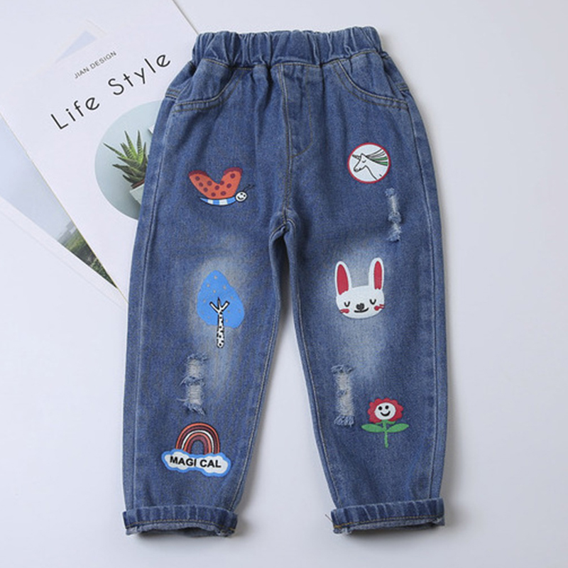 Baby / Toddler Adorable Animal Print Ripped Jeans