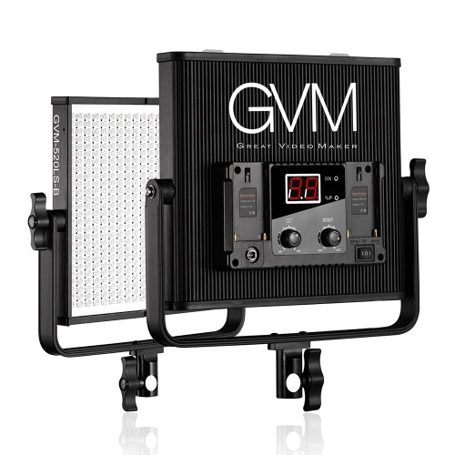 GVM GVM-520LS-B Lámpara de panel de video LED bicolor regulable CRI97 + TLCI97 3200-5600K Carcasa de aleación de aluminio con soporte en U para fotografía de retrato Entrevista Estudio de fabricación de películas Iluminación 30W