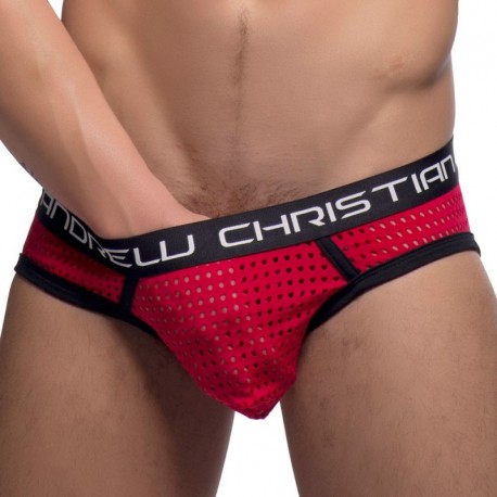 Andrew Christian Almost Naked Peepshow Mesh Brief - Red M