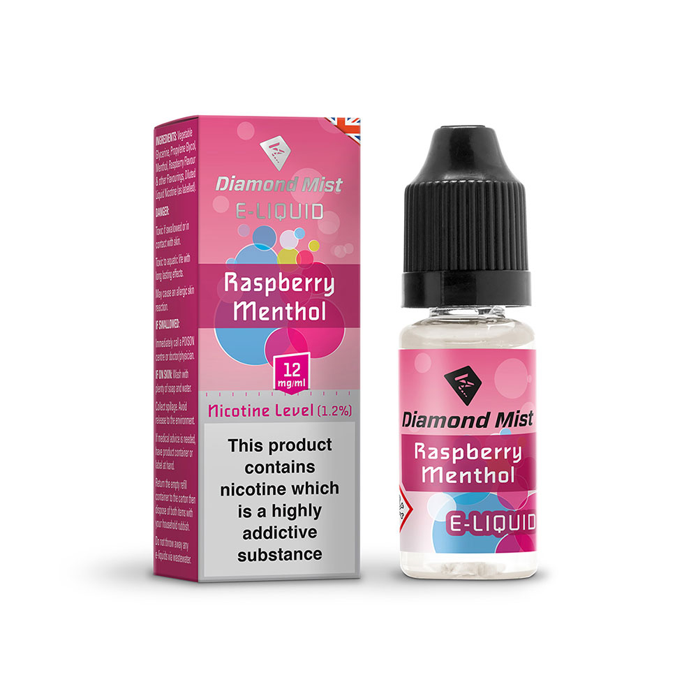 Diamond Mist E-Liquid Raspberry and Menthol 10ml - 12mg Nicotine