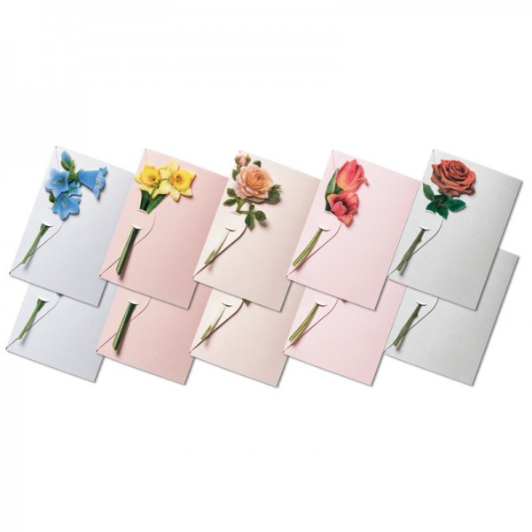 Verschluss-Grußkarten & Folien 3-D Motive "Langstiel-Blumen", inkl. Umschläge...