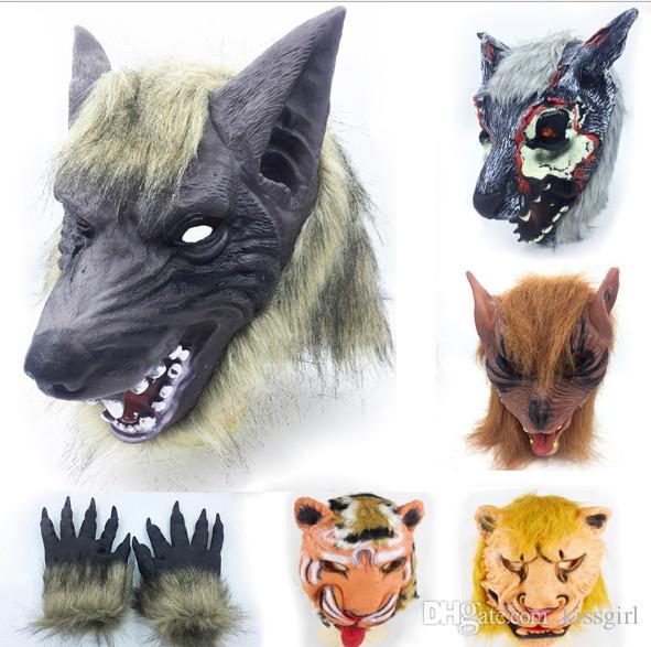 2018 New Cheap Werewolf Halloween Mask Big Bad Wolf Adult Full Head Wolf Mask Costume Accessory Party Masks