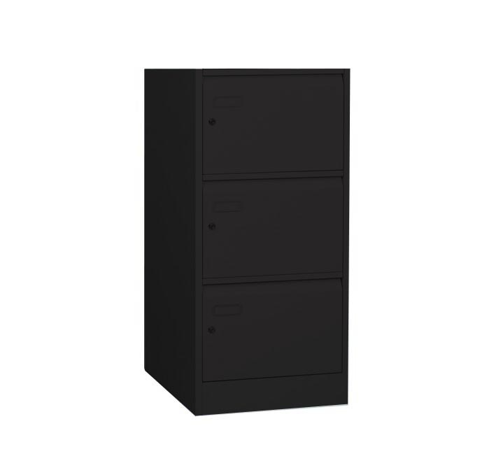 Black Filing Cabinet with 3 Individual Locking Drawers
