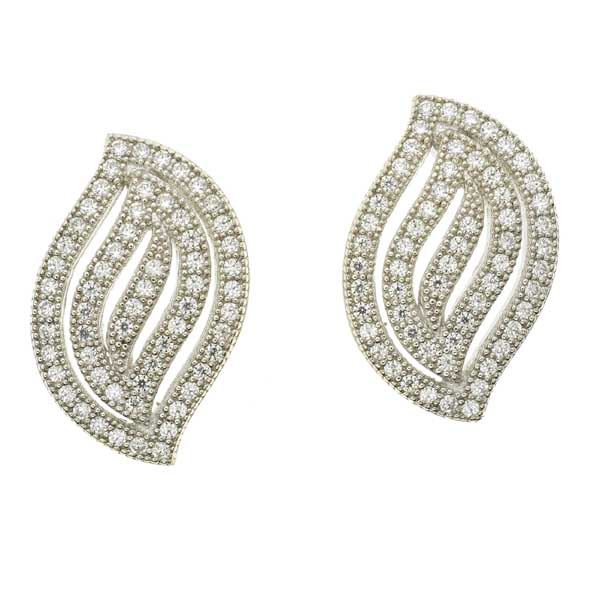 Waves Sterling Silver Earrings with CZ Stones