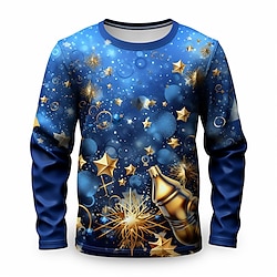 New Year Boys 3D Stars Fireworks Tee Shirt Long Sleeve 3D Print Fall Winter Sports Fashion Streetwear Polyester Kids 3-12 Years Crew Neck Outdoor Casual Daily Regular Fit miniinthebox