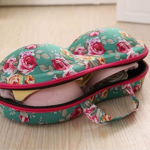 Colorful Pattern Underwear Storage Box Portable Bra Bag with Mesh and Handle for Travel Fitness