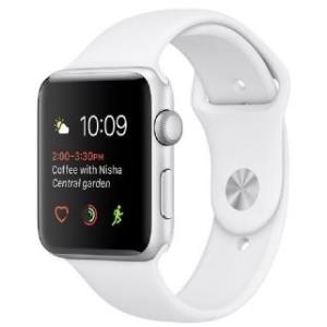 Apple Watch Series 1 - 38 mm - Aluminium, Silber - intelligente Uhr mit Sportband - Flouroelastomer - weiß - Bandgröße 130-200 mm - S/M/L - Wi-Fi, Bluetooth - 25 g