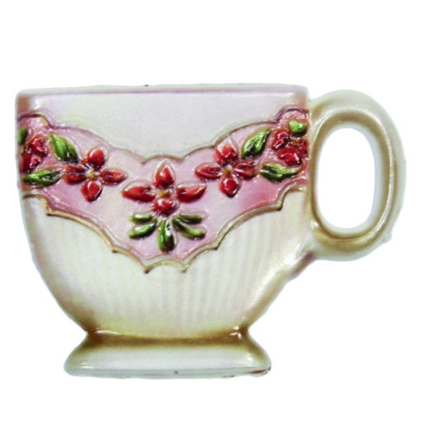 Wachsornament Tasse mit Blumenzierde, 4,5 x 6 cm, Design 1