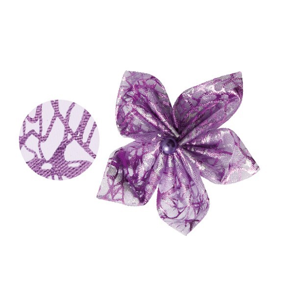 Organza-Stanzform, Krakelee, rund, Ø8cm, rosa-blau, 50 Stück