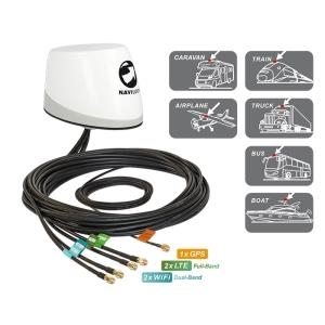 Delock Navilock NL-400 Multiband GNSS LTE-MIMO WLAN-MIMO IEEE 802.11 ac/a/h/b/g/n Antenne 5 x RP-SMA omnidirektional Dachmontage outdoor (88989)