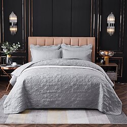 Drap de lit double de couleur unie de style moderne en relief léger couvre-lit doux couette fine couette miniinthebox