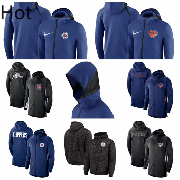 laclippersmen new yorkknicksmen showtime jersey lac therma flex performance nyk full-zip basketball hoodie