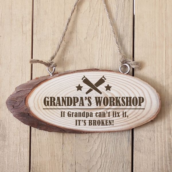 Personalised Grandparent Workshop Wooden Hanging Plaque