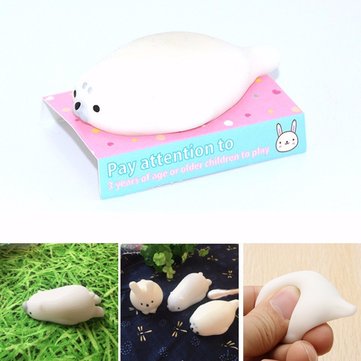 Mochi Seal Squeeze Squishy Toy White 6cm Creative Christmas Gift