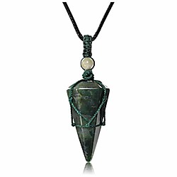 jovivi healing crystal necklace indian agate stone hexagonal pointed dowsing pendulum divination reiki chakra pendant necklace with adjustable cord Lightinthebox