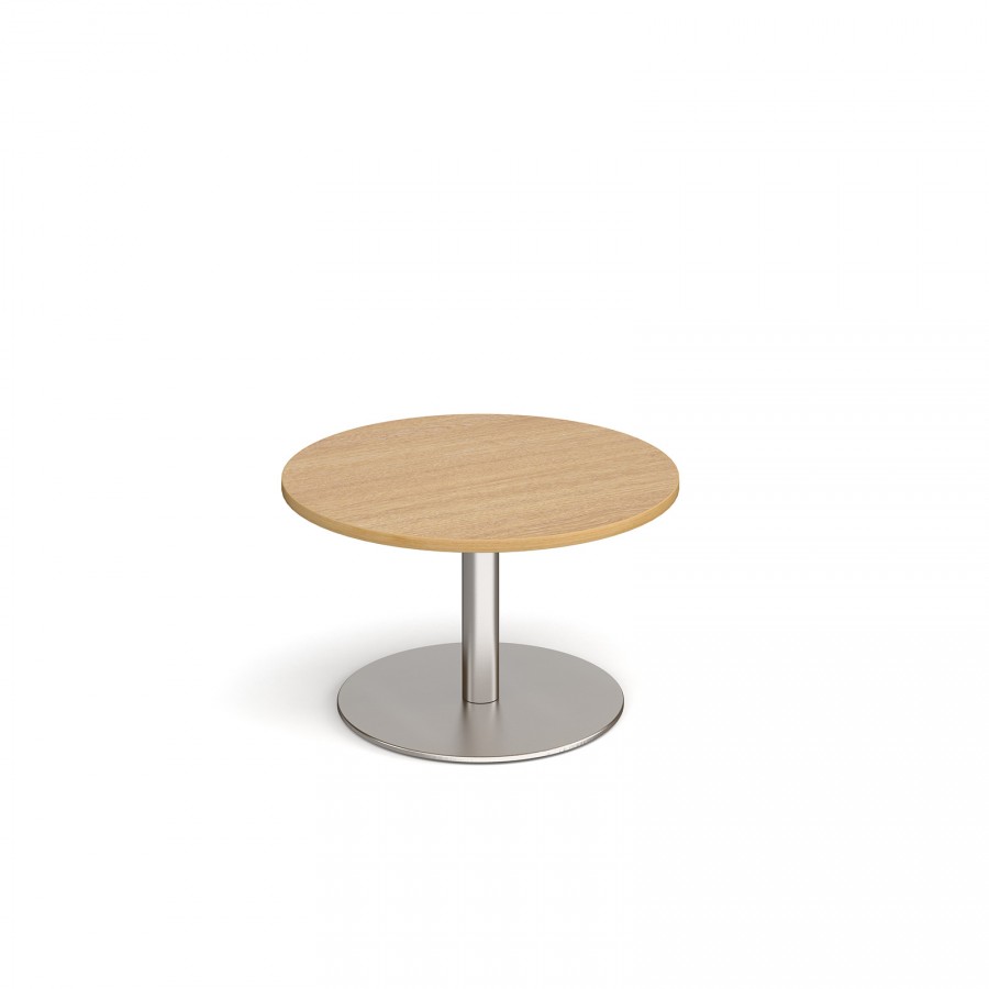 Monza Oak Circular Coffee Table 800mm with Brushed Steel Base
