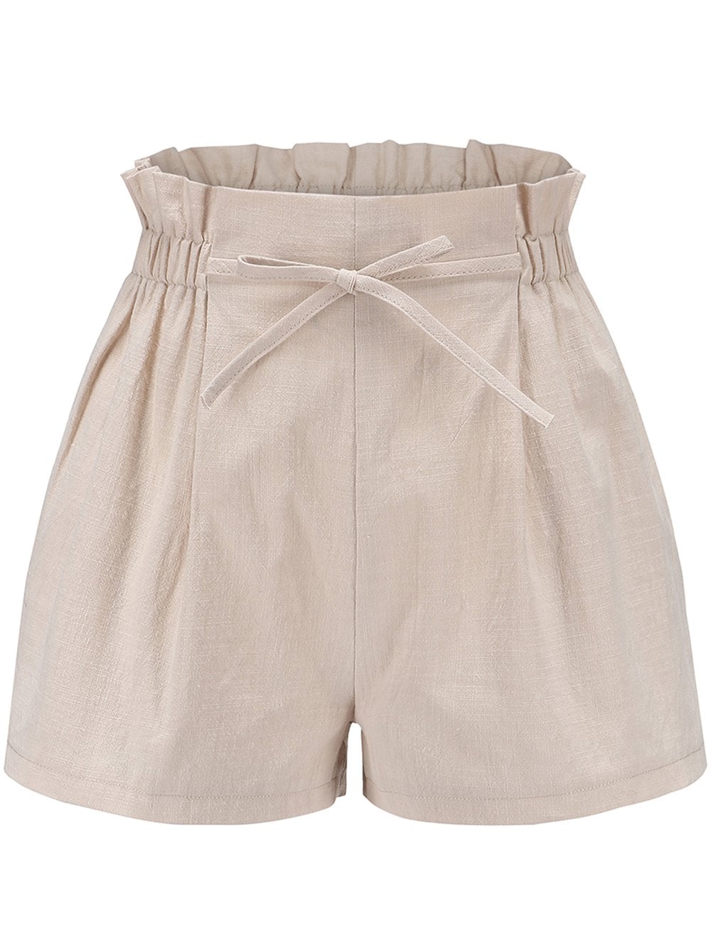 Womens Elastic Waist Casual Comfy Cotton Linen Beach Shorts with Drawstring