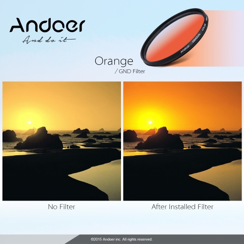 Andoer 55mm Professional GND Ensemble de Filtre de Dégradé GND4 (0.6)Filtre Gris Bleu Orange Rouge de Dégradéde Densité Neutre pour Lentille de Caméra de Canon Nikon DSLR 55mm