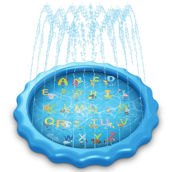Summer water cushion children outdoor swimming games play pool lawn PVC inflatable splash blue alphabet toys