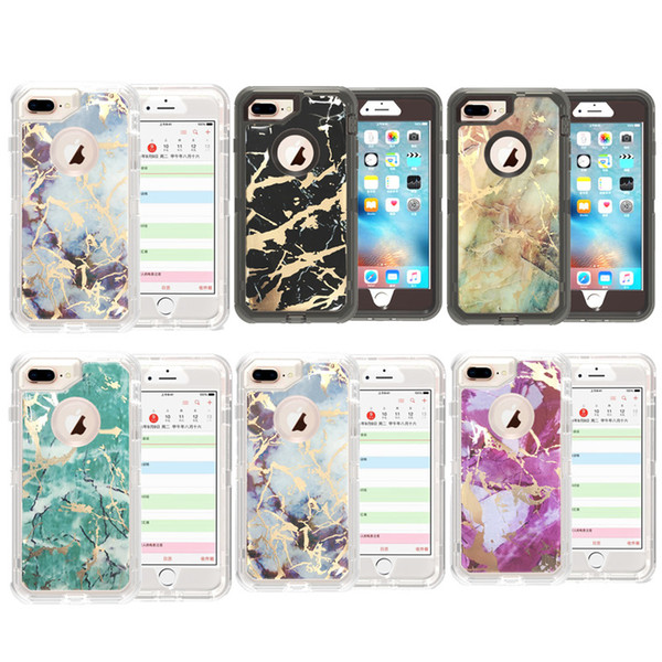 For Iphone 11 Case 3 in 1 Marble Defender Case For Iphone XS MAX XR X 6 7 8 Plus 11 Pro Max Clear Hybrid Back Cover