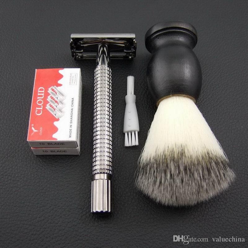 WEISHI Double Edge Classic Safety Razor shaving , Blade Brass Gun color Long handle 9306-CL1SET/LOT NEW
