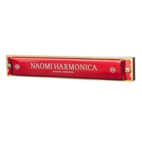 NAOMI Harmonica Tremolo 24 trous Clef de Harmonicas pour orgue à bec en acier inoxydable avec étui à vent Instrument Rouge